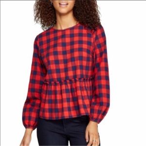 Red & Blue Peplum Top